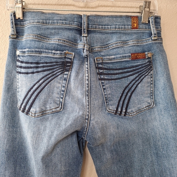 7 for all Mankind b(air) Dojo Blue Denim Jeans Frayed Hem Womens size 28 - Picture 6 of 7